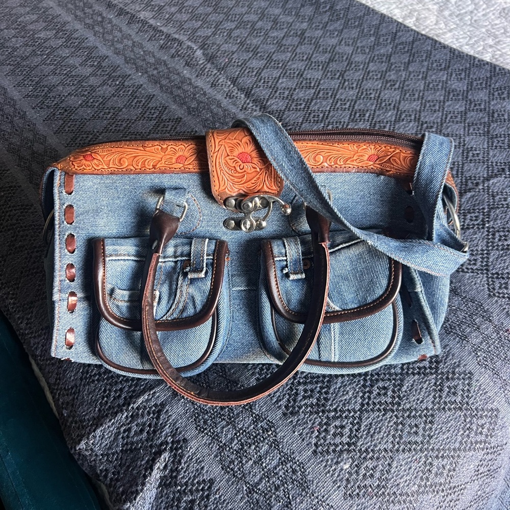Handmade vintage jean purse
